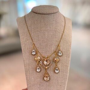 12k gold plated Swarovski crystal chandelier necklace by Haute Bride